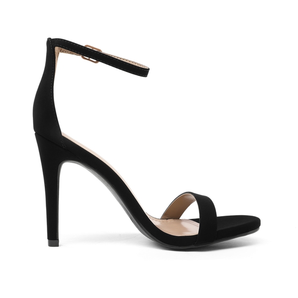 Ankle Strap Stiletto High Heel Sandals - BLACK NUBUCK - 1